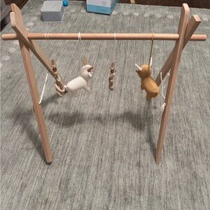 Wooden Baby Play Gym with Hanging Toys